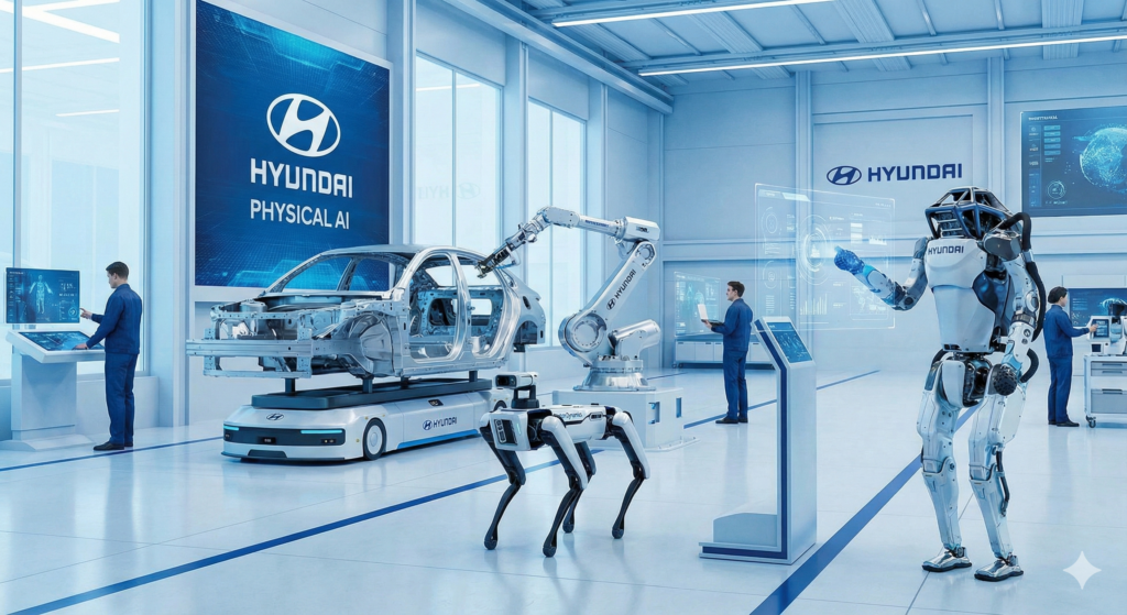 현대 피지컬 AI로 현대차 고장을 구현한 모습 