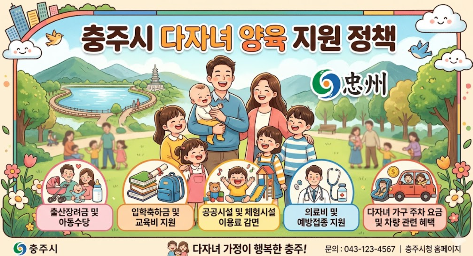 충주시 다자녀 양육 지원 정책